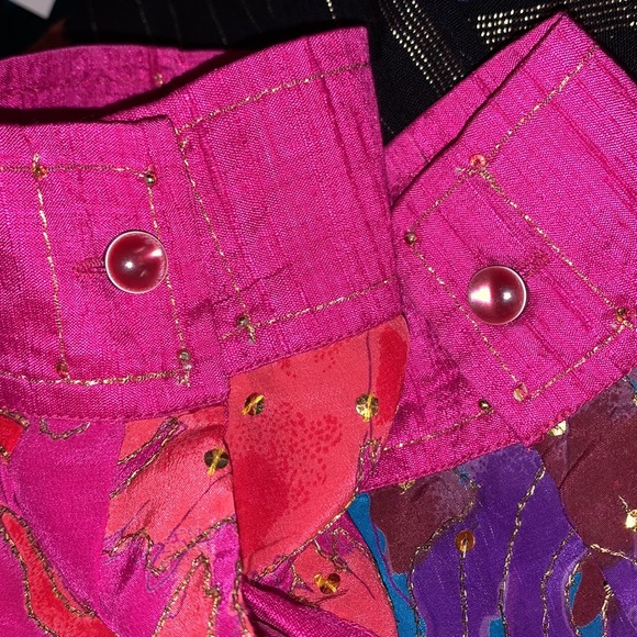 🦋OOAK Rainbow Patchwork Silk Embellished Tunic Top - Picture 14 of 16